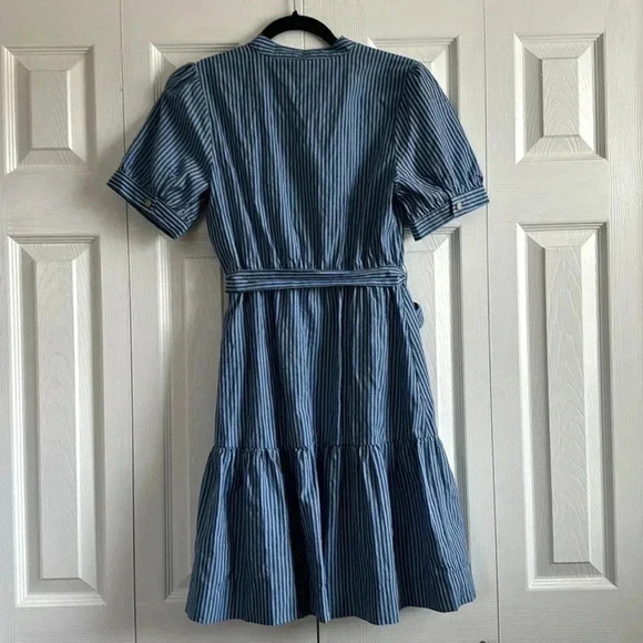 Draper James RSVP Belted Button Front Striped Chambray Dress size S - Picture 5 of 5